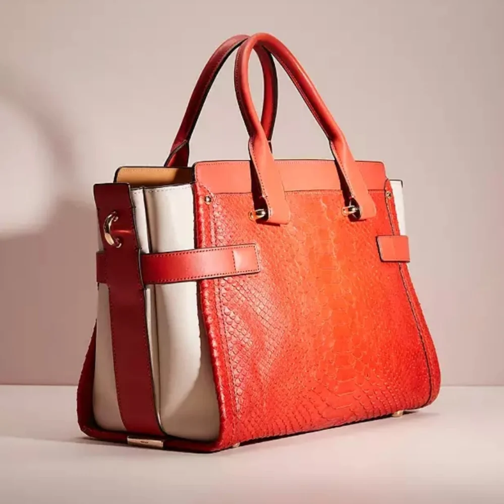 Restored Swagger In Colorblock Python Embossed Leather - Picture 2 of 5